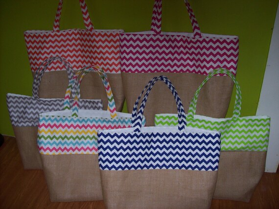 12 WHOLESALE Handmade Jumbo Blank Beach Bag Market Tote Chevron Burlap