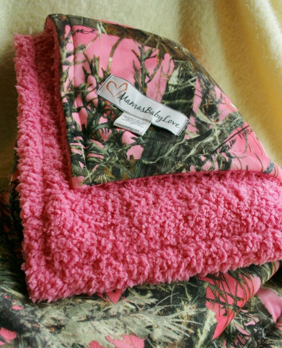 Pink Camo True Timber MC2 Pink Suede Blanket and Fuchsia Pink