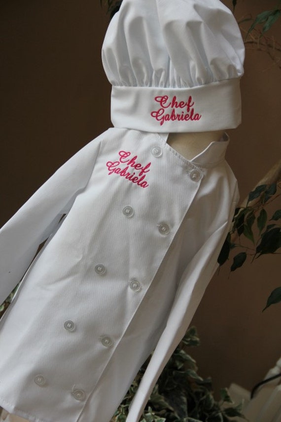 Items similar to Child's Personalized Chef Coat and Matching Hat Set