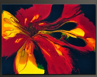 Fire Flower - 24 x 18 - Abstract Acrylic Painting - Contemporary Wall Art - Fine Art