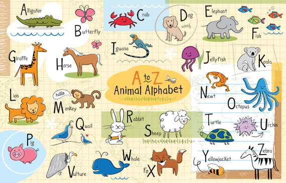 Personalized Kids Animal Alphabet Placemat