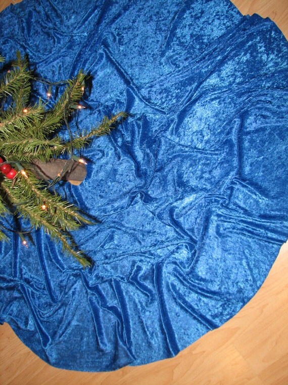 Royal Blue Crushed Velvet Christmas Tree Skirt FREE USA Ship