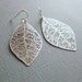 Bohemian Leaf Earrings Silver / Sterling Silver ear wire / Bohemian jewelry / Everyday earrings / Bridesmaid Jewelry