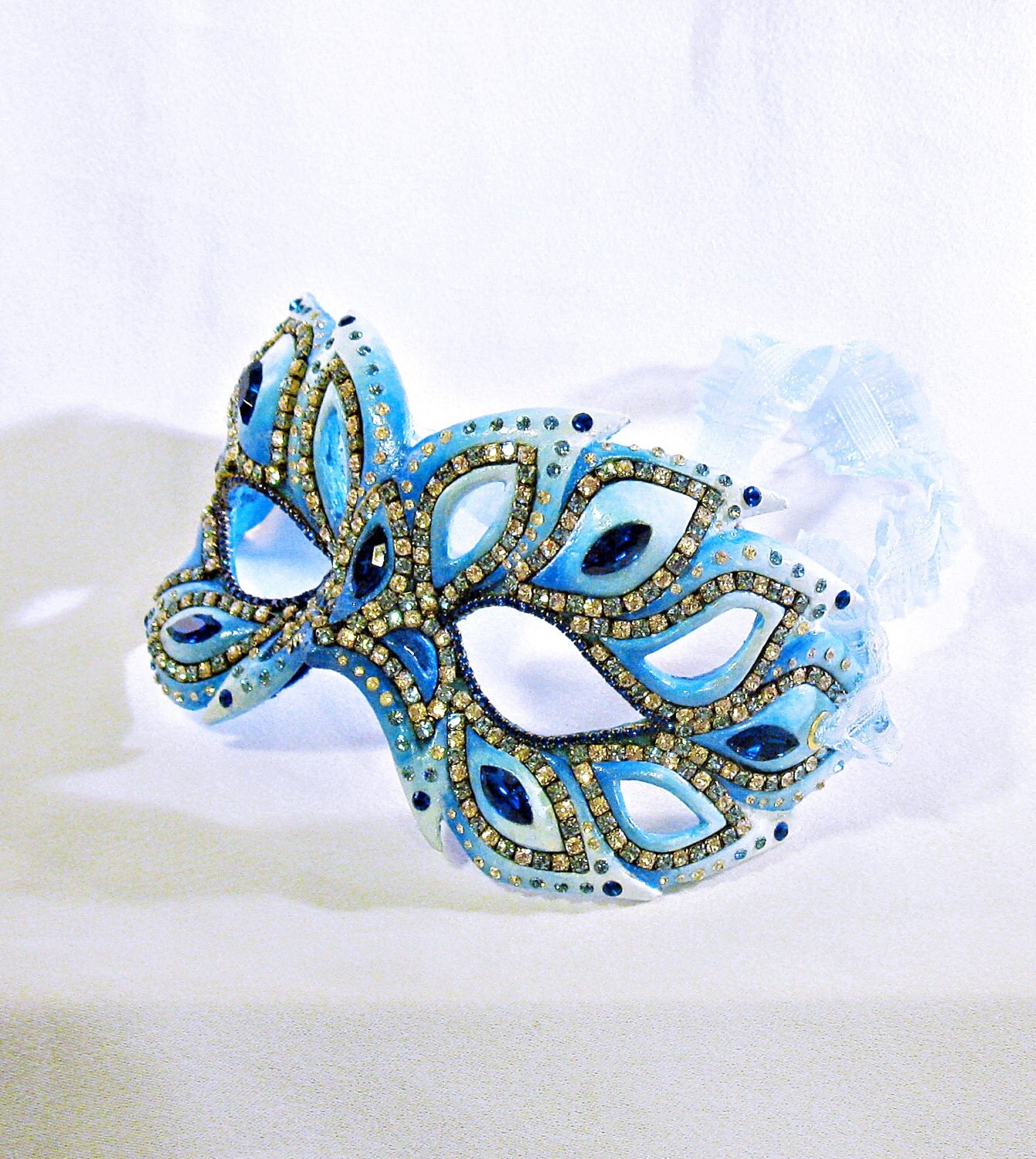 Masquerade Ball Mask Blue Mask Rhinestone by BejeweledMasquerade