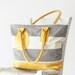 Tote bag stripe, shoulder purse in cotton canvas and Yellow leather - Kallisto bag