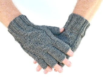 Men's fingerless gloves gray grey Town Christmas Fathers Day gift for him mens gift birthday