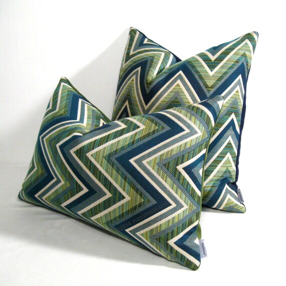  Olive  Green  Chevron Pillow Cover Modern Outdoor  by Mazizmuse