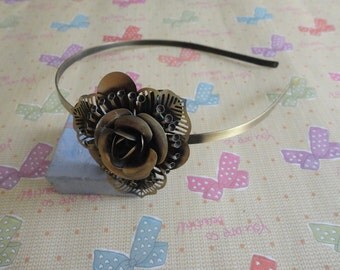 6pcs Metal Headbands 5mm bronze color with bent end with flower