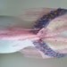 Pink Knit Multicolor Fringe Triangle Scarf with Ivory Lace/ Flowers, Hip Scarf Ttribal Bellydance Hip Shawl, Gypsy, Steampunk