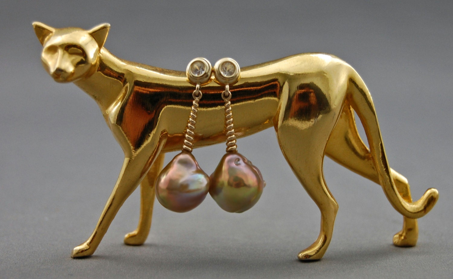 Oralee OOAK Champagne dangle pearl earrings Wedding by LusterWear