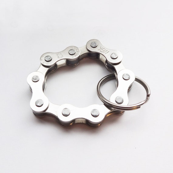 Bike chain keychain upcycled bicycle chain Downhill by CheekyGeeky