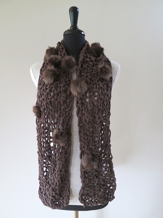 Items similar to Dusty Brown Color Handknitted Chenille Chunky Texture ...