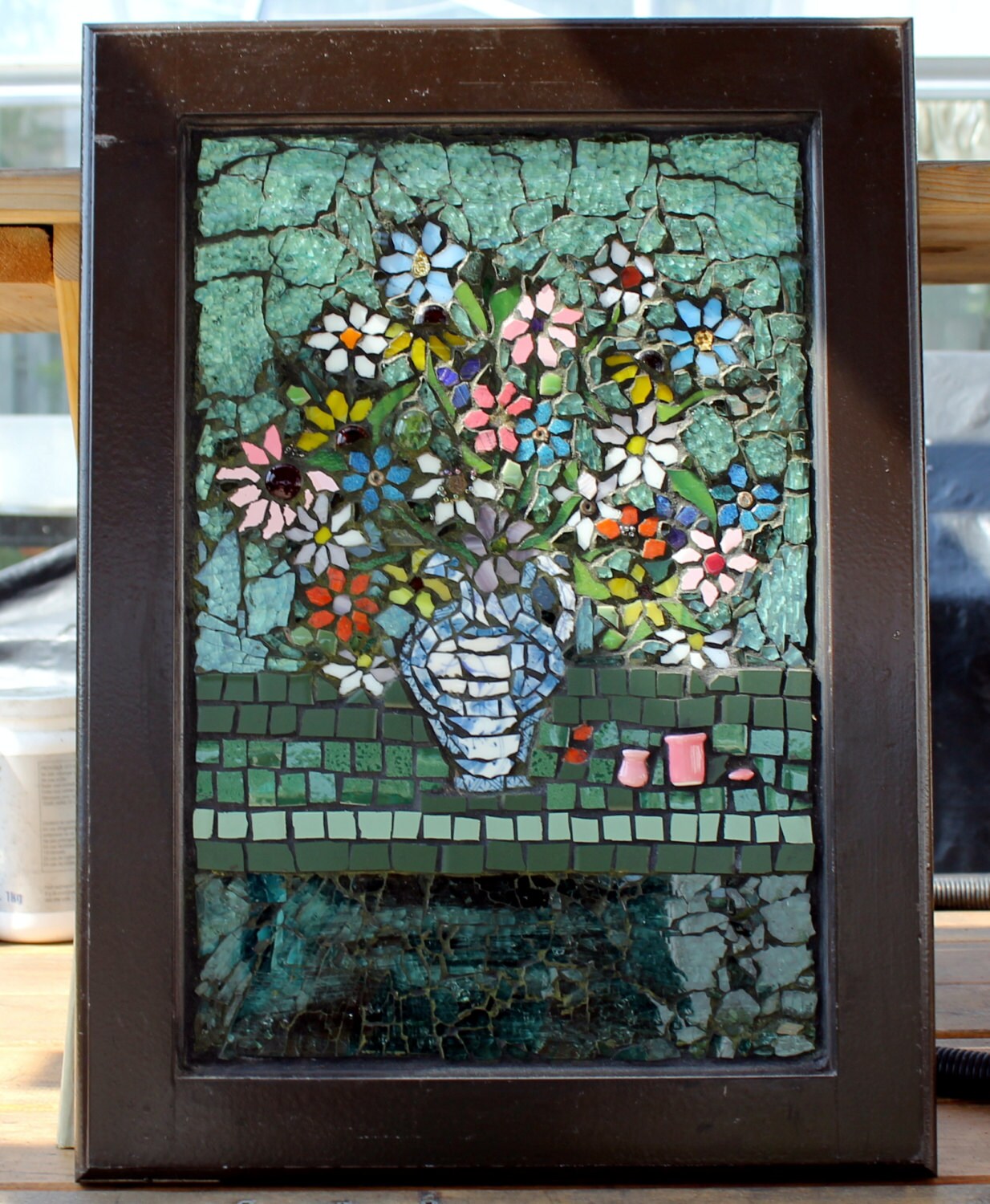 Colorful Flower Vase Mosaic