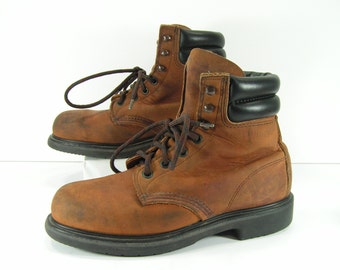 red wing boots womens 8 b brown ankle steel toe leather work steampunk ...