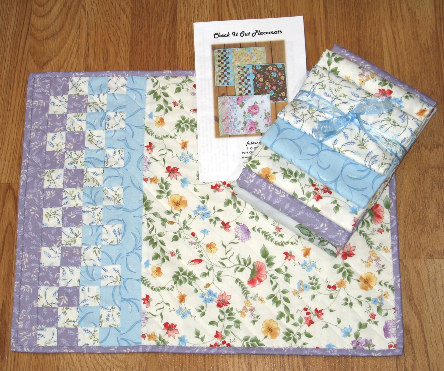 Check It Out Placemat Kit Quilt Kit Purple Blue by fabric406