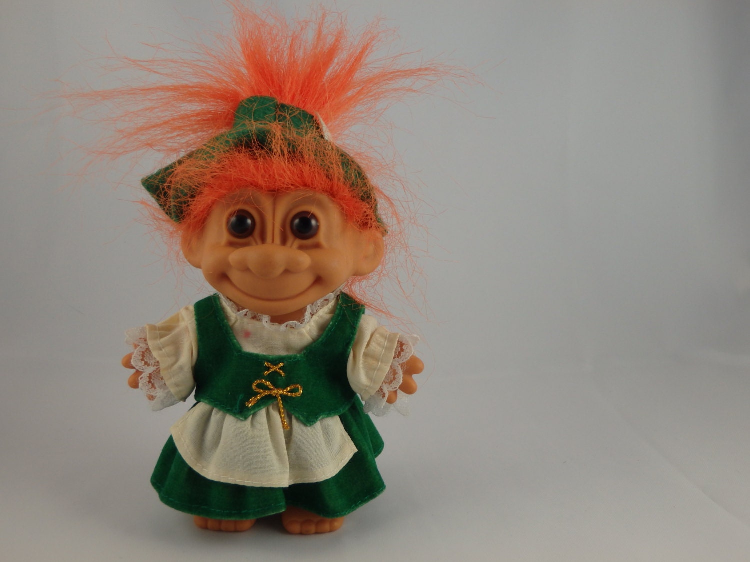 Vintage Girl Troll Doll Irish Russ Green Orange St.