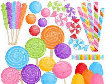 I Want Candy Cute Digital Clipart - Commercial Use OK - Candy Clipart, Candy Graphics, Lollipop, Rock Candy, Gumdrops