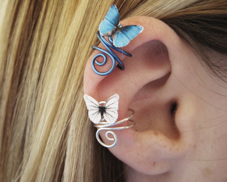 Custom Color Butterfly Ear Cuff Wire Wrap by SpotLightJewelry