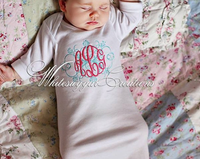 Vintage Flourish Elegant Monogram Shirt - Custom Shirt - Embroidered Shirt - Initials Baby Girl Shirt