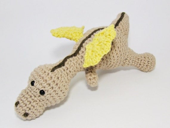 Baby dragon crochet baby rattle soft toy organic by ByMarika