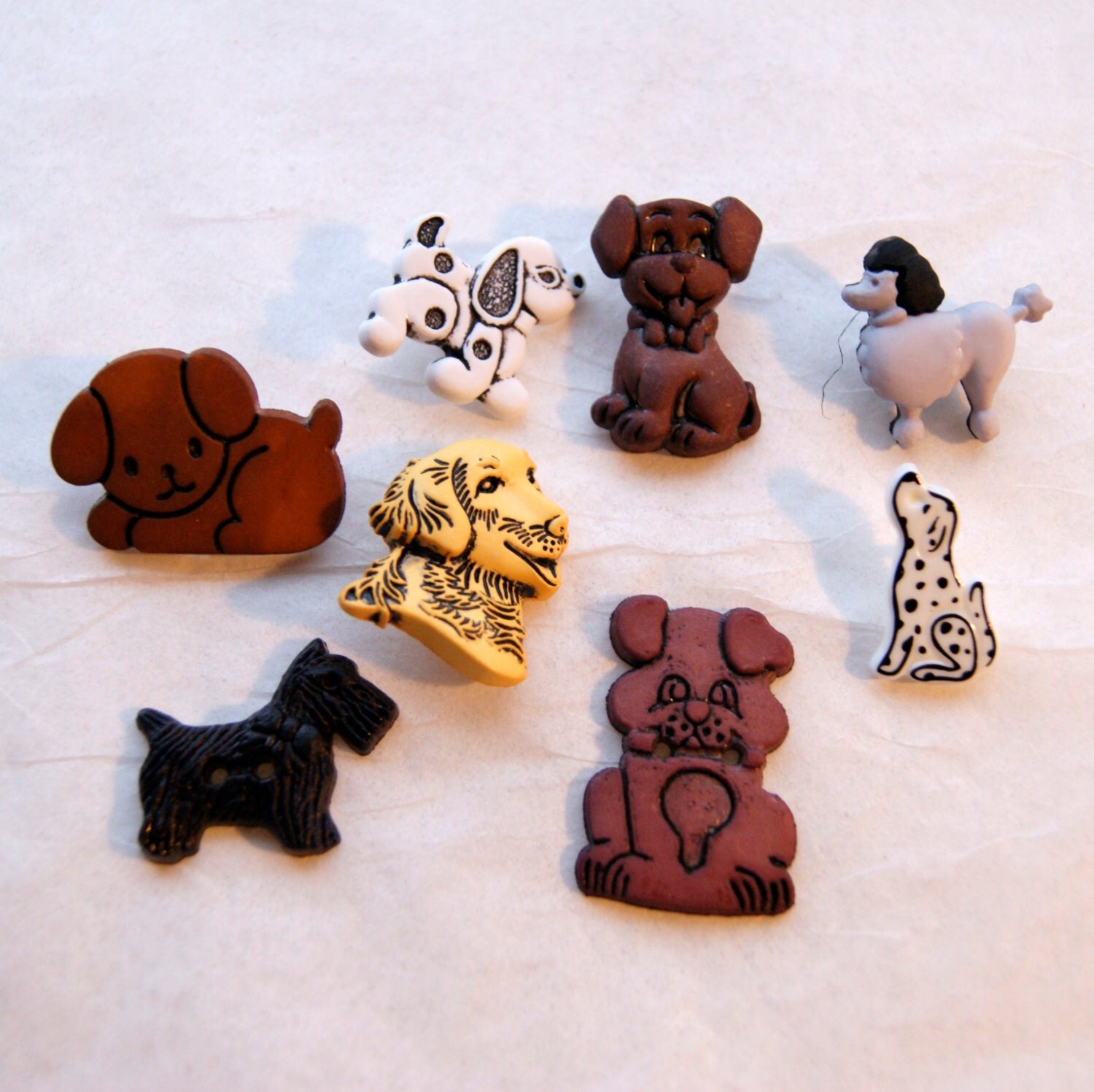 8 Dog Buttons Shankback and Sew through Sewing Buttons