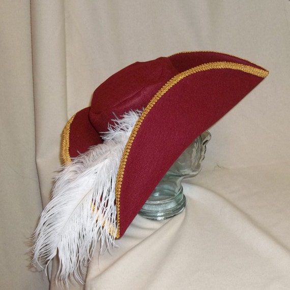 Captain Hook Hat Red Hat Classic Pirate Hat with Gold Trim