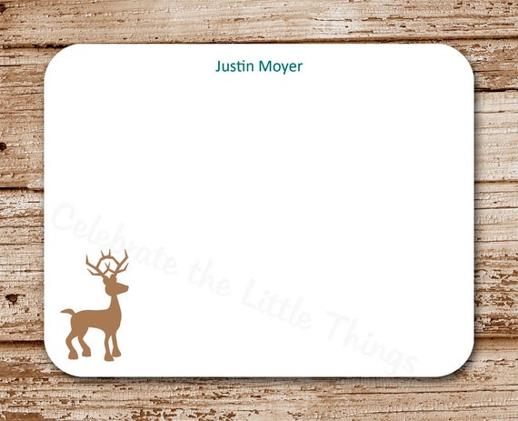 Set of 12 Deer Note Cards - Personalized Stationery - Flat Cards - Hunting, Outdoors, Reindeer Notecards Il_570xn