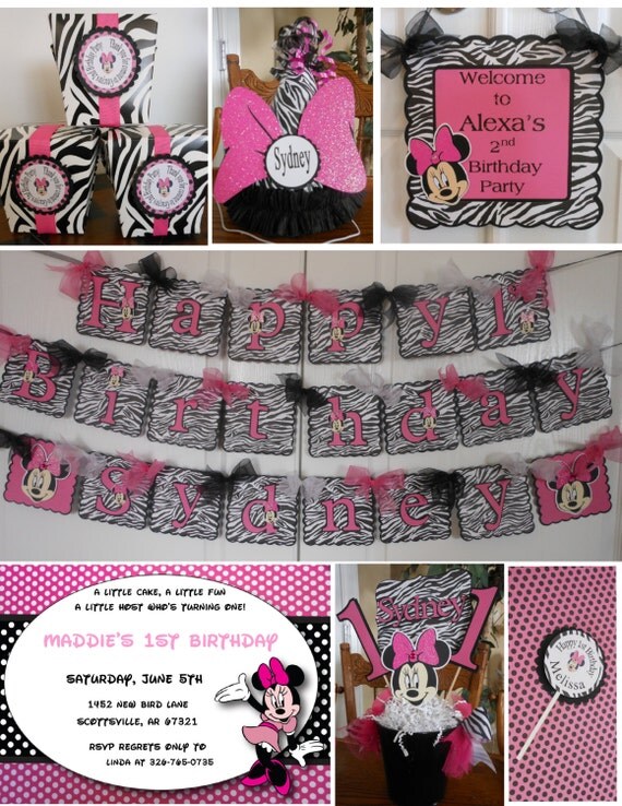 Minnie Mouse Zebra- Ultimate Party Package Il_570xn
