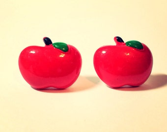 Apple Post Earrings, teacher gift, fruit, miniature food, kawaii, hypoallergenic option available