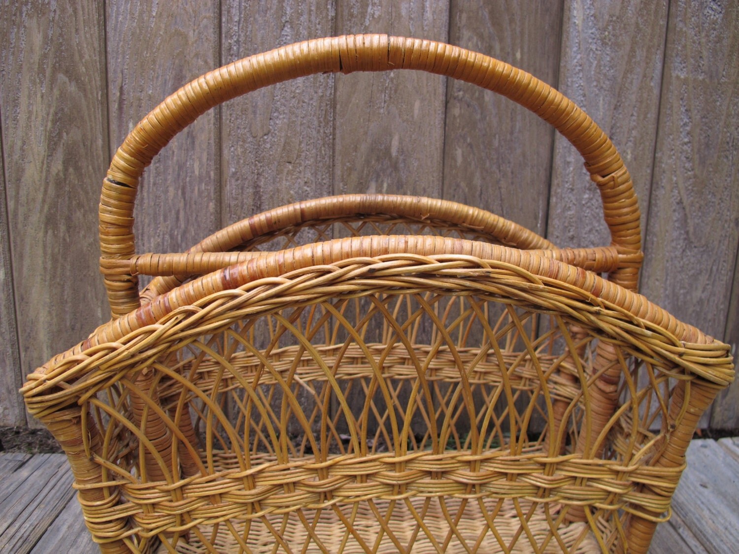 Natural Wicker Magazine Rack Vintage Magazine Holder Magazine Basket