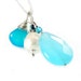 Blue Chalcedony Necklace Blue Gemstone Necklace Sterling Silver Sea Blue Opal Quartz Necklace White Freshwater Pearl