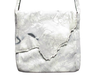 Handmade Silvery Grey, Black, and White Lambskin Leather Purse