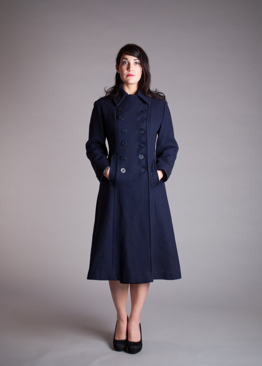 Vintage 1960s Navy Coat Womens Military Coat Cambridge