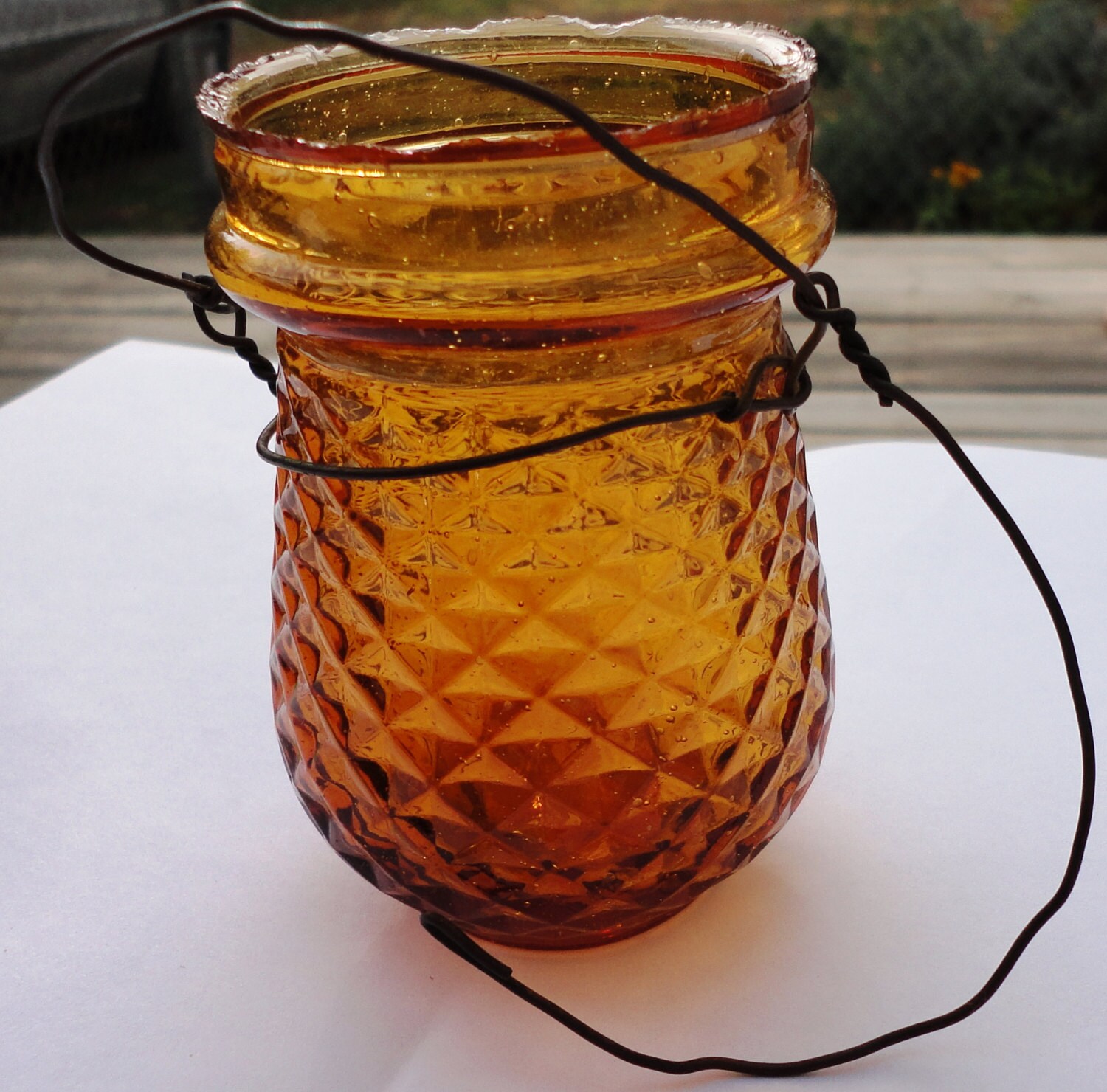 antique Victorian Fairy Light amber gold glass Christmas