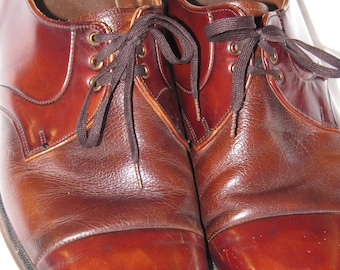 Vintage 1970s Men's Dress OXFORDS in Burnt Irange Oxblood MAD MEN