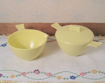 Vintage Yellow Marcrest Melmac Creamer and Sugar Bowl