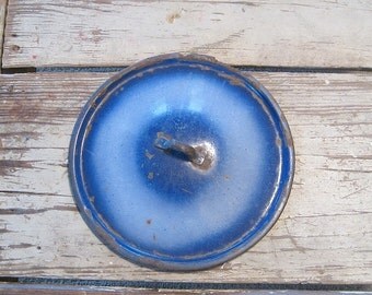 Primitive and Rusty Blue Enamel Ware Lid