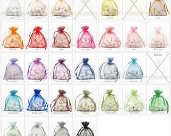 100 Organza Bags, 4x6 Inch Sheer Fabric Favor Bags, Wedding Favors, Jewelry Packaging, Choose Your Color Combo