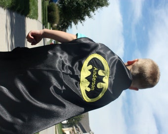 Batman Cape, Superhero Cape, BatGirl Cape, Black Cape, Pink Cape, Supergirl Cape, Satin Cape, Pink Batman Cape, Personalized Cape, Hero Cape