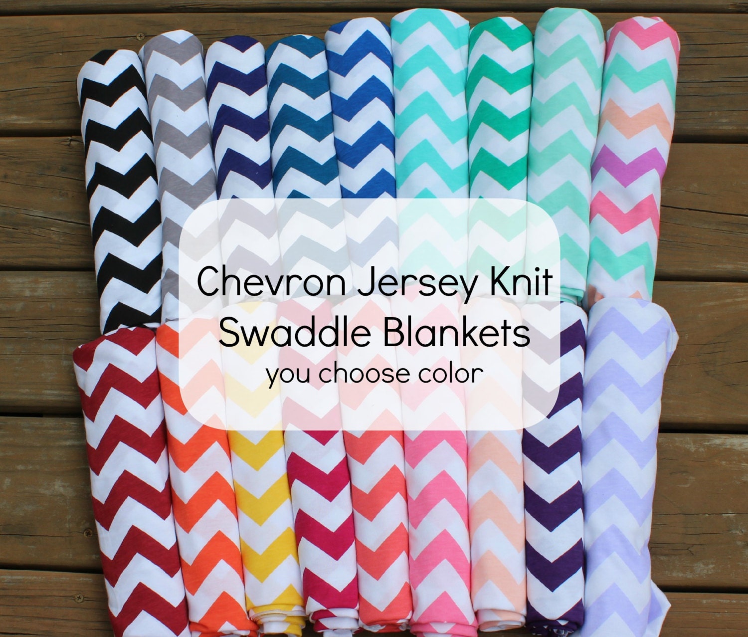 Chevron JERSEY KNIT Light-Weight Swaddle/Receiving Blanket- Large 42"x42" - You Choose Color