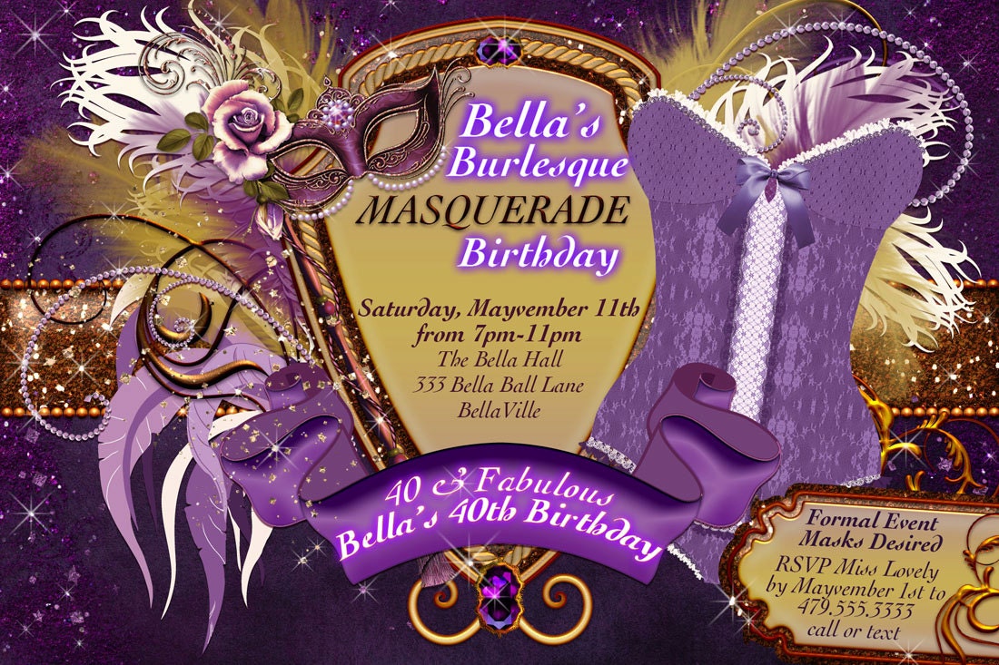 Masquerade Bachelorette Party Invitation Bachelorette Party
