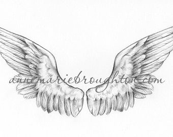 Angel Wings Tattoo Design 8x10 inch