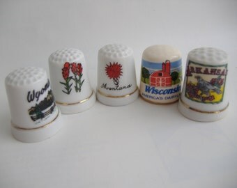 Five Souvenir Thimbles