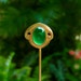 Antique Art Nouveau GREEN ONYX Cabochon Stick Pin Hat Pin 14WX Gold #4092