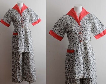 Vintage 1950s Pajamas / Vintage Night Gown / Cotton Pajamas / 1950s ...