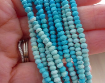 Faceted arizona turquoise rondelle beads 3-4mm 1/4 strand