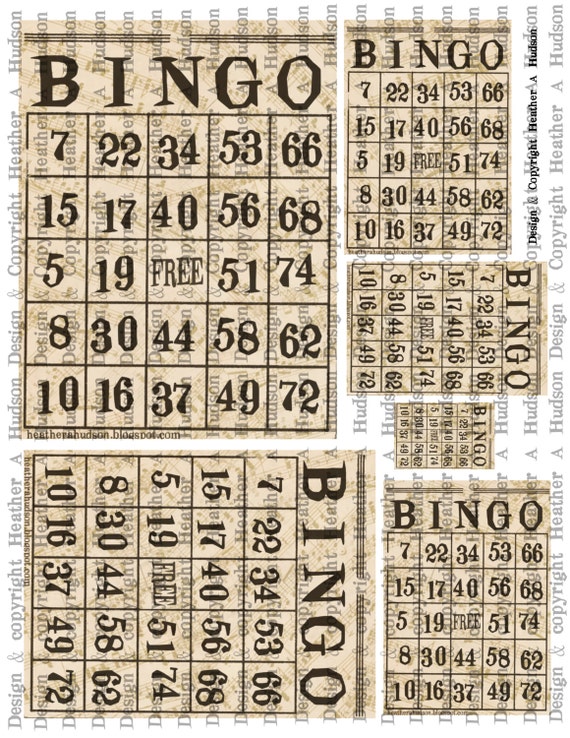 Vintage  Bingo cards Ivory Music Digital Collage sheet Printable