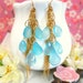 Reserved for Yvonne - Blue chalcedony chandelier gold chain tassle earrings, blue chandelier gold filled earrings