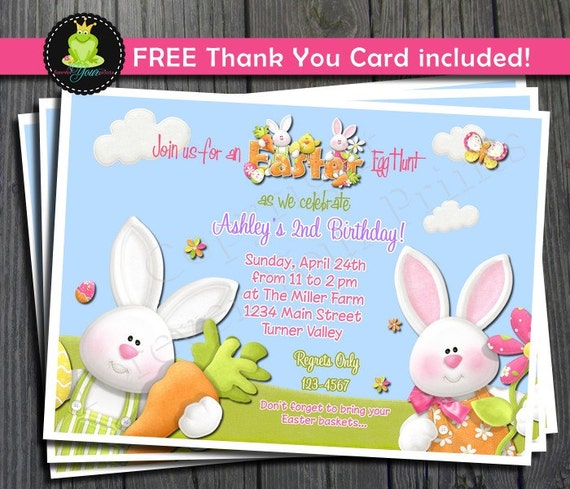 Easter Birthday Invitation - FREE Thank You Card included Il_570xn