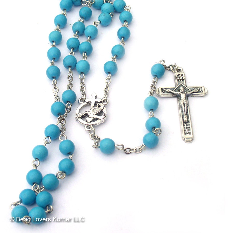 Holy Spirit Catholic Rosary Turquoise Rosary